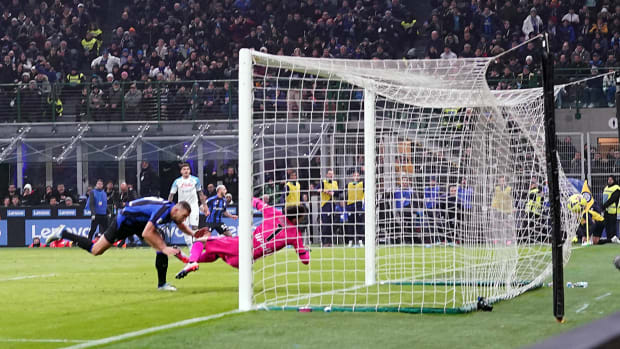 Edin Dzeko pictured scoring for Inter Milan in a 1-0 win over Napoli in January 2023